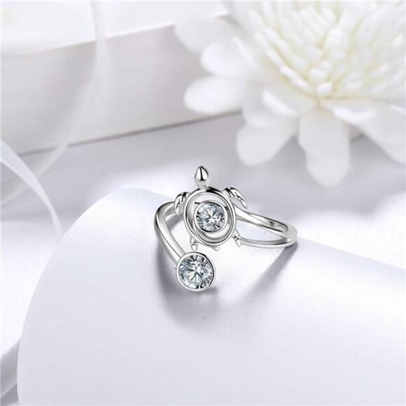 Adjustable Turtle Spiral Ring Aurora Tears Turtle Celtic 925 Sterling Silver - Picture 3 of 8
